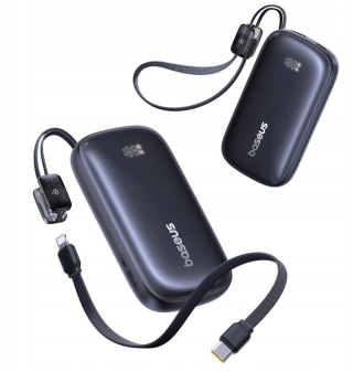 Powerbank Baseus EnerFill FC21 10000 mAh 22,5 W USB-A USB-C czarny z odłączanym kablem Lightning BASEUS