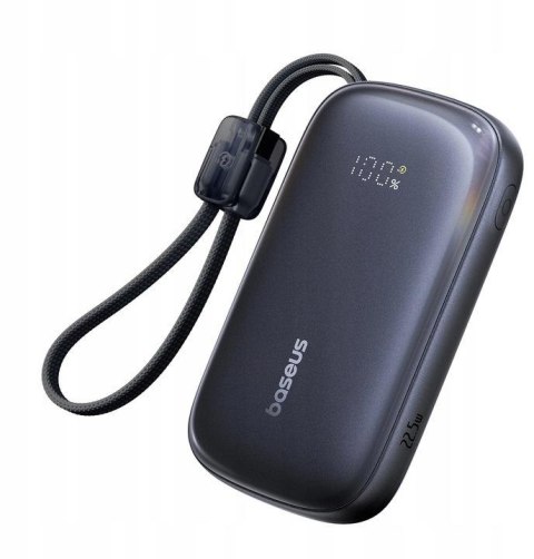 Powerbank Baseus EnerFill FC21 20000 mAh 22,5 W USB-A USB-C czarny z odłączanym kablem Lightning BASEUS