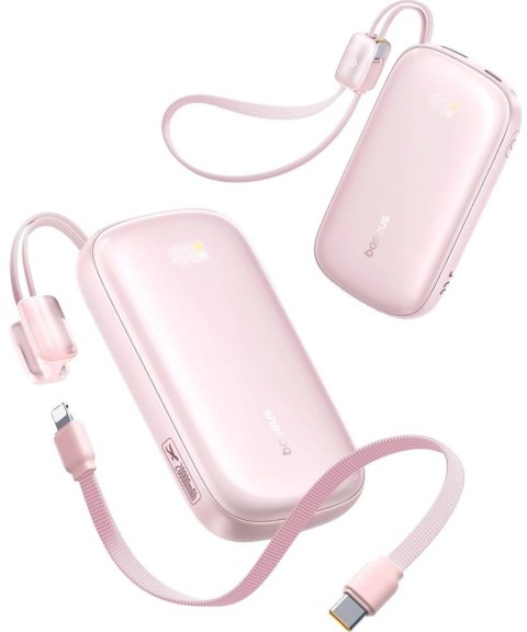 Powerbank Baseus EnerFill FC21 20000 mAh 22,5 W USB-A USB-C różowy z odłączanym kablem Lightning BASEUS
