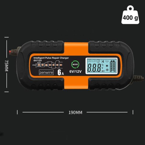 Ładowarka Prostownik Akumulatorowy Samochodowy z Funkcją Naprawy AGM 6V 12V Zenwire JMD-6S ZENWIRE