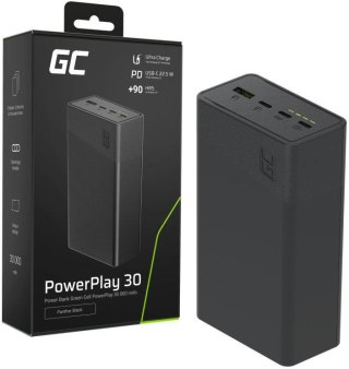 POWERBANK Greencell PowerPlay 30 30000mAh SZYBKIE ŁADOWANIE 22,5W 3x USB-C PD 1x USB-A GREEN CELL