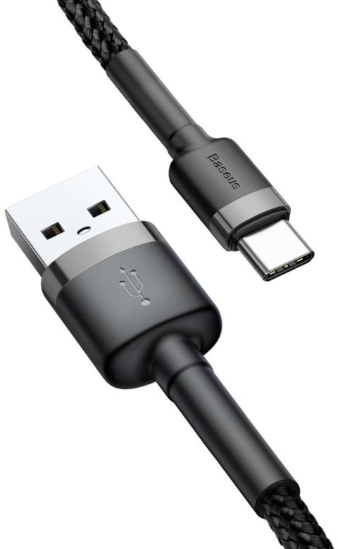 KABEL USB-A / USB-C Baseus Cafule CATKLF-AG1 50cm 3A QC 3.0 CZARNO-SZARY W NYLONOWYM OPLOCIE BASEUS