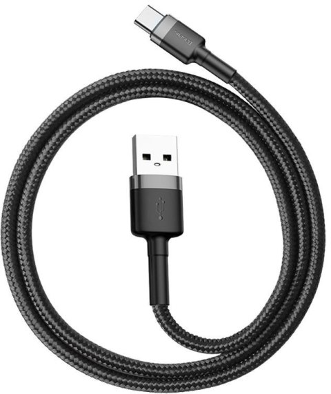 KABEL USB-A / USB-C Baseus Cafule CATKLF-AG1 50cm 3A QC 3.0 CZARNO-SZARY W NYLONOWYM OPLOCIE BASEUS