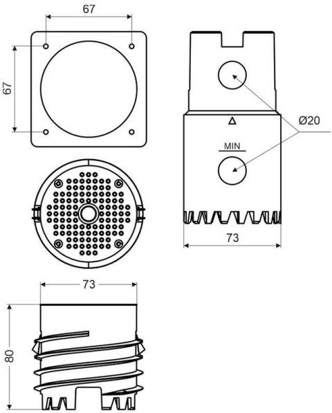 Puszka elektroinstalacyjna do izolacji końcowej z otwornicą KOPOS MDFZ80/VDZ_KB KOPOS