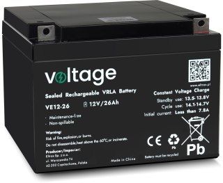 Akumulator AGM Voltage 12V 26Ah VE12-26 (Żywotność 6-9 lat) VOLTAGE