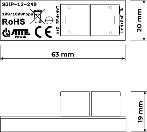 Adapter PoE ATTE SDIP-12-240 ATTE