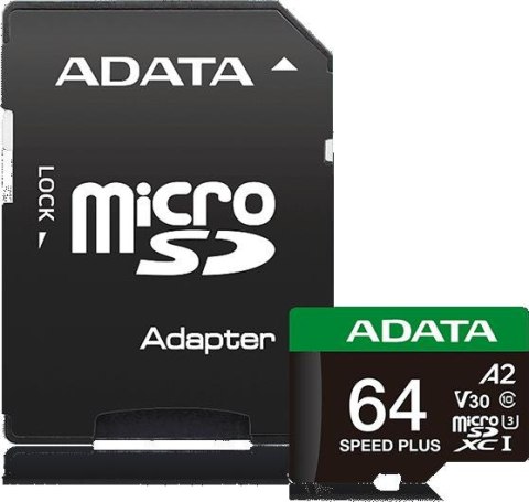 Adata Karta pamięci microSD Speed Plus 64GB UHS1 U3 V30 A2 160/140 MB/s ADATA