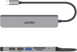 Hub USB Unitek USB-C aluminium 7w1 UNITEK