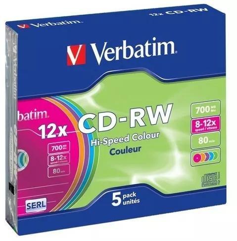Płyty CD-RW Verbatim Colour SL (5szt) VERBATIM