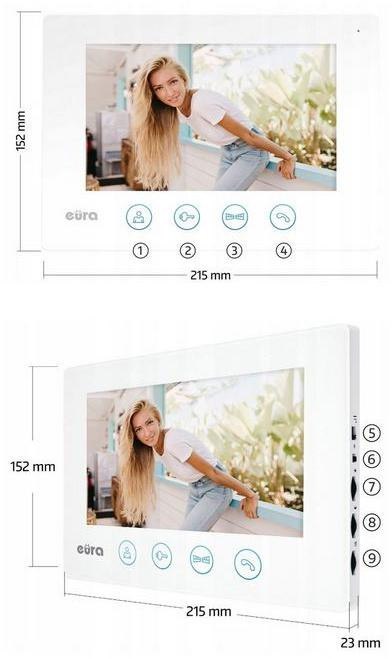WIDEODOMOFON EURA VDP-90A3 DELTA + biały monitor TUYA EURA