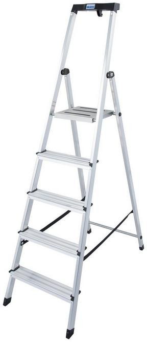 Drabina aluminiowa jednostronna Krause SAFETY 1x5 z półką 126337 Krause