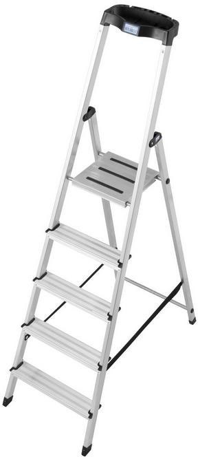 Drabina aluminiowa jednostronna Krause SAFETY 1x5 z półką 126337 Krause