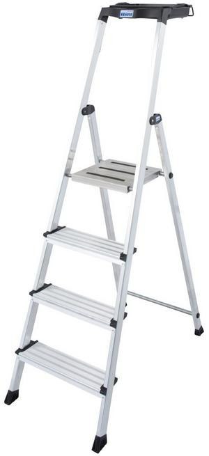 Drabina aluminiowa jednostronna Krause SECURY MultiGrip 1x4 z półką 126528 Krause