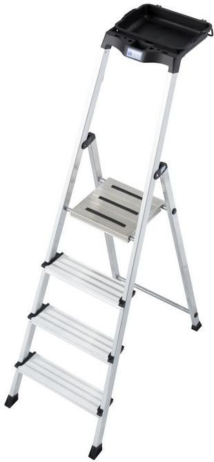 Drabina aluminiowa jednostronna Krause SECURY MultiGrip 1x4 z półką 126528 Krause