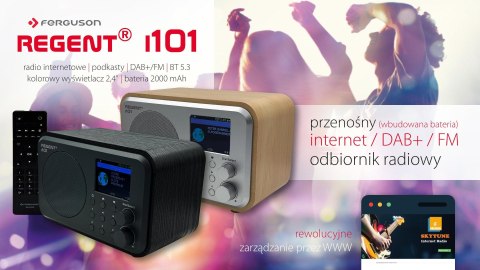 Radio internetowe Ferguson Regent i101 | DAB+ | FM RDS / Akumulator 2000 mAh (Czarne) FERGUSON