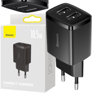 ŁADOWARKA SIECIOWA Baseus Compact Charger CCXJ010201 10.5W 2x USB-A CZARNA BASEUS