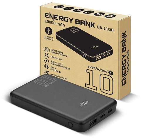 Powerbank everActive Energy Bank EB-11QB 10000 mAh 22,5 W 2x USB-A USB-C czarny EVERACTIVE