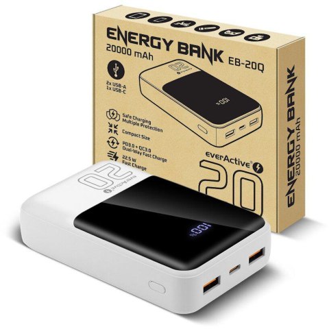 Powerbank everActive Energy Bank EB-20Q 20000 mAh 22,5 W 2x USB-A USB-C biały EVERACTIVE