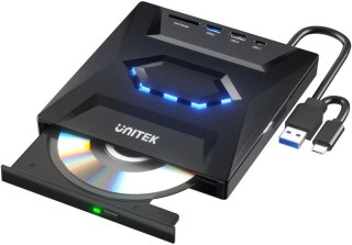 Unitek Nagrywarka zewnętrzna DVD/CD, Hub USB 5Gbps, czytnik kart SD T1037A01 UNITEK