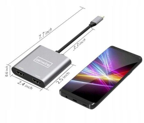 ADAPTER HUB Przejściówka USB- C 4W1 2x HDMI 4K USB 3.0 Zenwire BYL-2309 ZENWIRE
