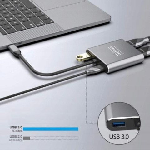 ADAPTER HUB Przejściówka USB- C 4W1 2x HDMI 4K USB 3.0 Zenwire BYL-2309 ZENWIRE