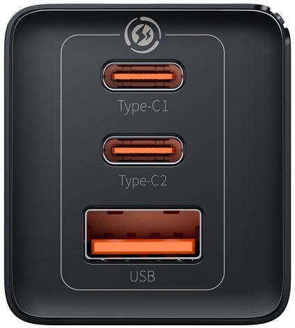 Ładowarka sieciowa Baseus GaN 5 Pro CCGP120201 65W 1x USB-A 2x USB-C PD 3.0 QC 4.0 + kabel USB-C BASEUS
