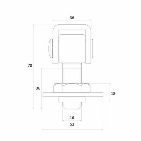 Zawias PSG 61.012.01 do wspawania - gwint M16 (regulowany, ucho ocynkowane) PSG