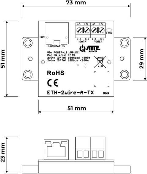 Zestaw aktywnych konwerterów ATTE ETH-2wire-A-SET2 ATTE