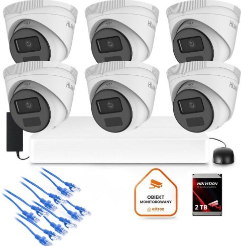 Zestaw monitoringu Hilook 6x kamera IPC-T221H-C z dyskiem 2TB HILOOK
