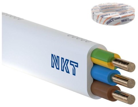 Przewód elektryczny drut płaski YDYp 450/750V 4x1,5mm2 NKT biały 100m NKT SPÓŁKA AKCYJNA
