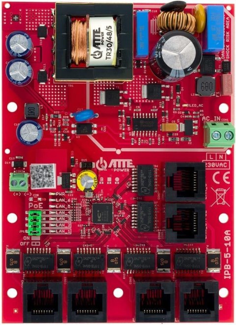 Switch PoE 6 portowy ze zintegrowanym zasilaczem ATTE IPB-5-10A-OF ATTE