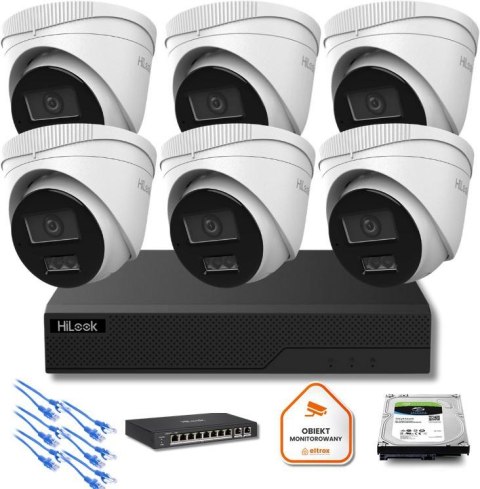 Zestaw monitoringu IP Hilook 6x kamer IPC-T260HA-LU 6MP Smart-hybrid Light HILOOK