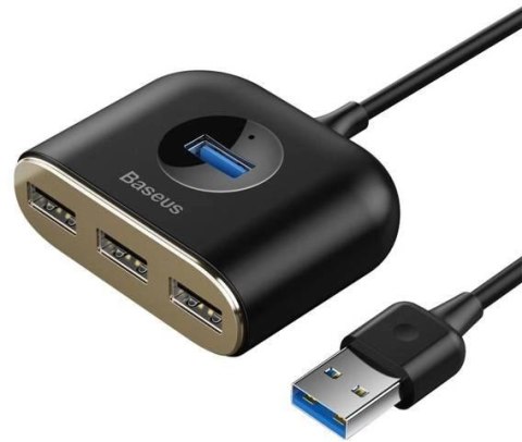 HUB Baseus Square USB-A do 1x USB-A 3.2 Gen 1 / 3x USB 2.0 z kablem 1m - czarny BASEUS