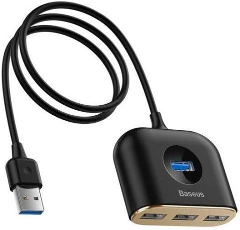 HUB Baseus Square USB-A do 1x USB-A 3.2 Gen 1 / 3x USB 2.0 z kablem 1m - czarny BASEUS