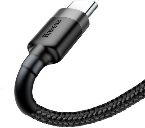 KABEL USB-A / USB-C Baseus Cafule CATKLF-UG1 300cm 2A QC 3.0 CZARNO-SZARY W NYLONOWYM OPLOCIE BASEUS