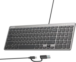 Klawiatura przewodowa Unitek SlimTap USB-C/USB-A UNITEK