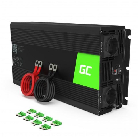 PRZETWORNICA NAPIĘCIA INWERTER Green Cell 24V / 230V 500W/1000W MODYFIKOWANA SINUSOIDA INV04DE GREEN CELL