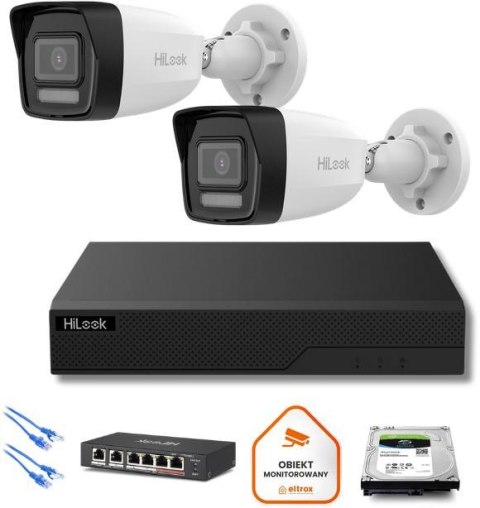 Zestaw moinitoringu IP Hilook 2x IPC-B180HA-LU tuba 8MP Smart-hybrid Light HILOOK