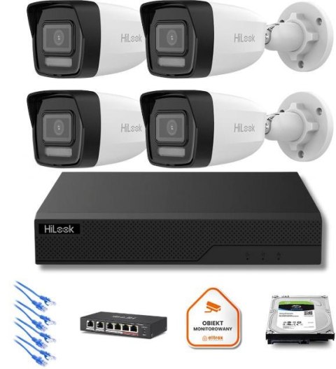 Zestaw moinitoringu IP Hilook 4x IPC-B180HA-LU tuba 8MP Smart-hybrid Light HILOOK