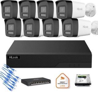 Zestaw moinitoringu IP Hilook 8x IPC-B180HA-LU tuba 8MP Smart-hybrid Light HILOOK