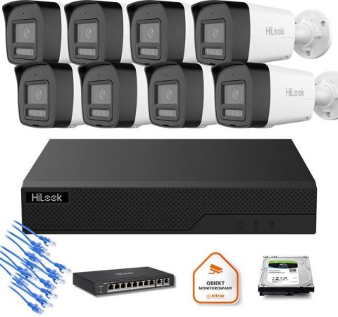 Zestaw moinitoringu IP Hilook 8x IPC-B180HA-LU tuba 8MP Smart-hybrid Light HILOOK
