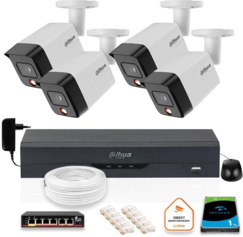 Zestaw monitoringu IP Dahua 4 Kamery zewnętrzne 6mpx dysk twardy DAHUA