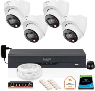 Zestaw monitoringu IP Dahua 4 Kamery zewnętrzne IP 6mpx dysk twardy DAHUA