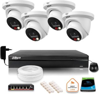 Zestaw monitoringu IP Dahua 8mpx 4K 4 kamery IPC-HDW2849TM-S-IL z dyskiem DAHUA