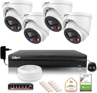 Zestaw monitoringu IP Dahua TIOC 8mpx 4K 4 kamery z alarmem NVR z dyskiem DAHUA