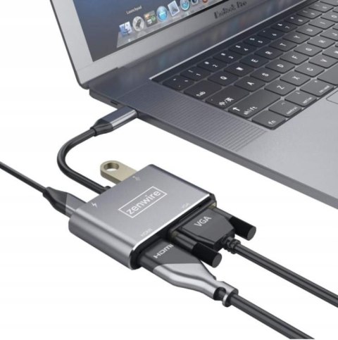 ADAPTER HUB Przejściówka USB-C 4W1 HDMI 4K VGA USB Zenwire BYL-2310 ZENWIRE