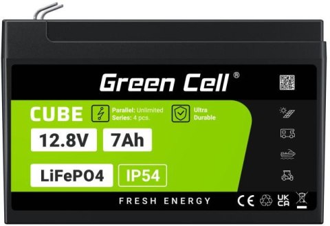 AKUMULATOR LITOWO-ŻELAZOWO-FOSFORANOWY LiFePO4 Green Cell Cube 12.8V 7Ah LFPGC12V7AH GREEN CELL