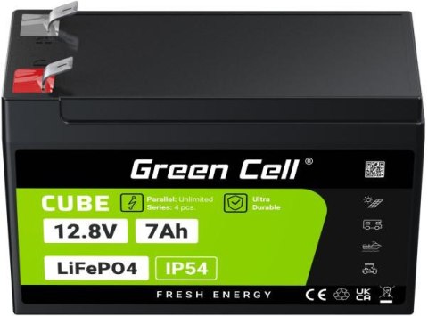 AKUMULATOR LITOWO-ŻELAZOWO-FOSFORANOWY LiFePO4 Green Cell Cube 12.8V 7Ah LFPGC12V7AH GREEN CELL