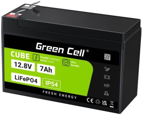 AKUMULATOR LITOWO-ŻELAZOWO-FOSFORANOWY LiFePO4 Green Cell Cube 12.8V 7Ah LFPGC12V7AH GREEN CELL