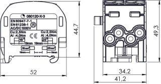 Blok rozdzielczy - odgałęźny SCB 25-2 Al/Cu 80120 SIMBLOCK szary 81505002 SIMET
